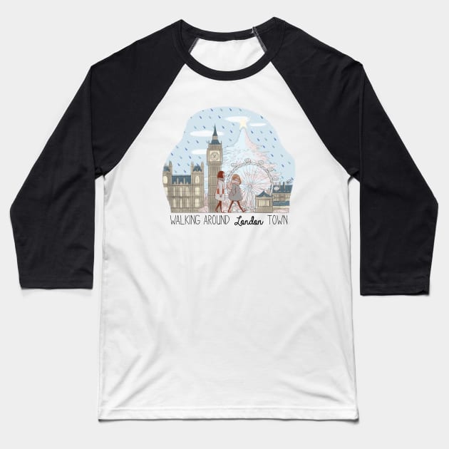 Walking around London town Baseball T-Shirt by AgnyInnocente